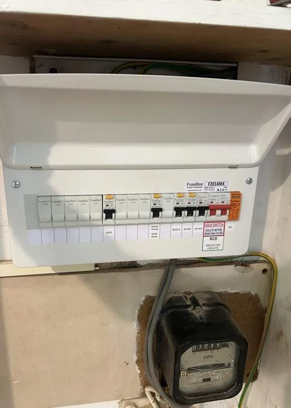 New consumer unit with RCBO protection and spare ways for future circuits, installed after a failed EICR, Oxford