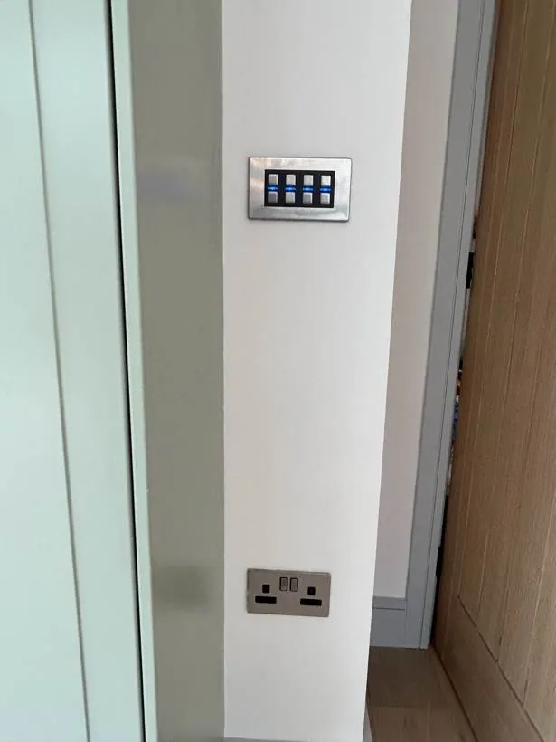 Smart lighting control keypad and sockets, new build home at Graven Hill, Bicester